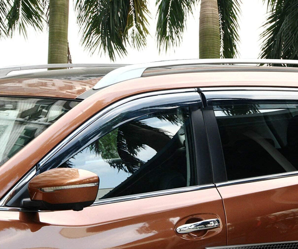 Polycarbonate Rain Guards Window Visors with 304 Stainless Steel Trim Pack of 2 R4501