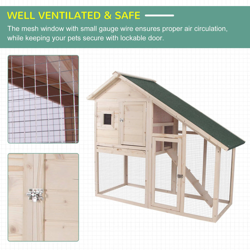 55x22 Wood Double Rabbit Hutch with Ramp and Outdoor Run J7867