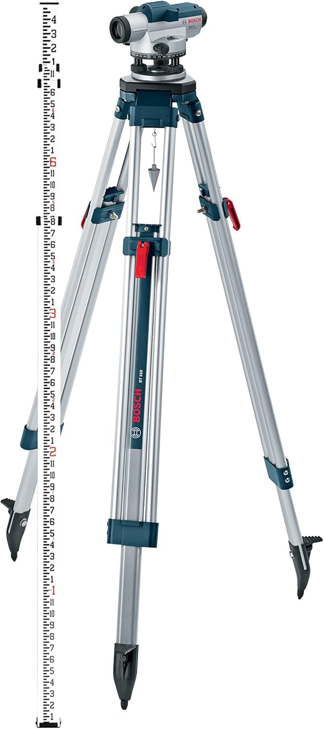 Optical Level Kit with 32x Magnification Power Lens, Tripod and Rod D704146