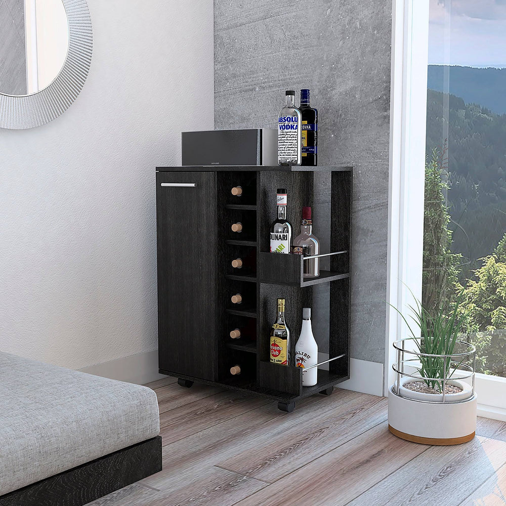 Weathered Oak Bar Cart Cabinet J6962