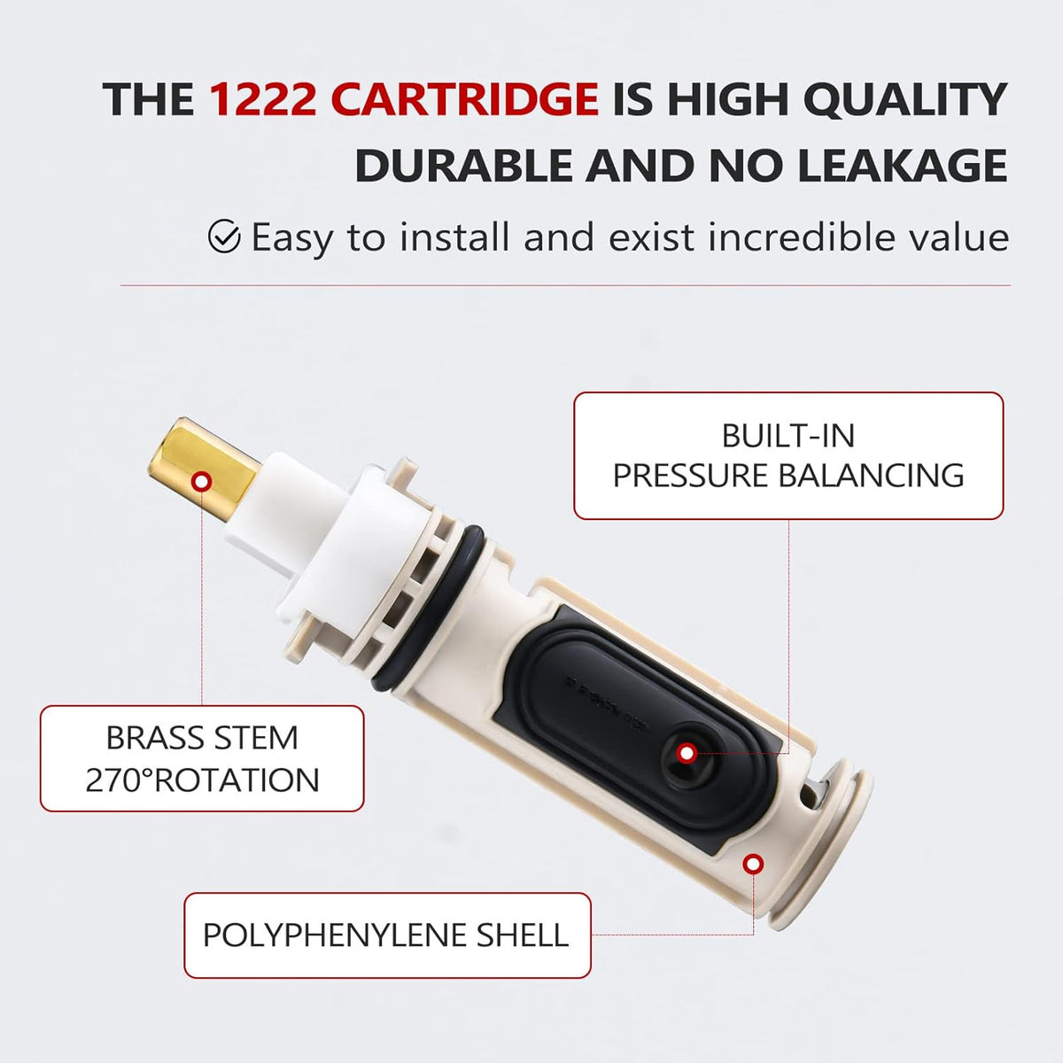 Replacement Pressure Balancing Valve with 1222 Faucet Cartridge and Retainer Clip Y942037