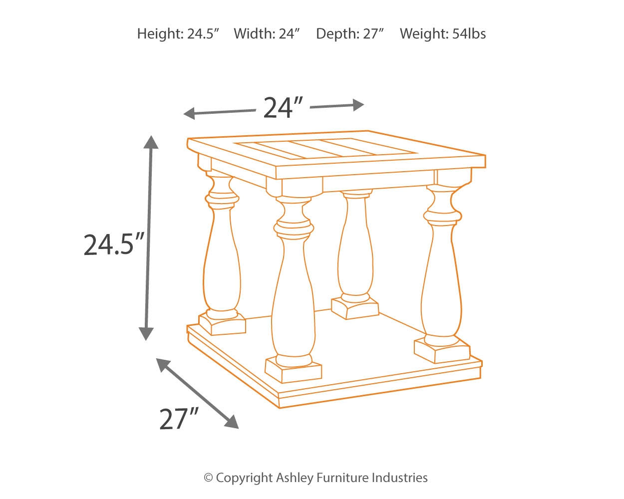 Black Rectangular End Table X2822