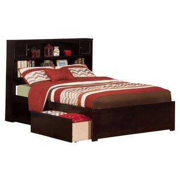 Twin Flat Panel Foot Board with 2 Bed Drawers Antique Walnut M707671