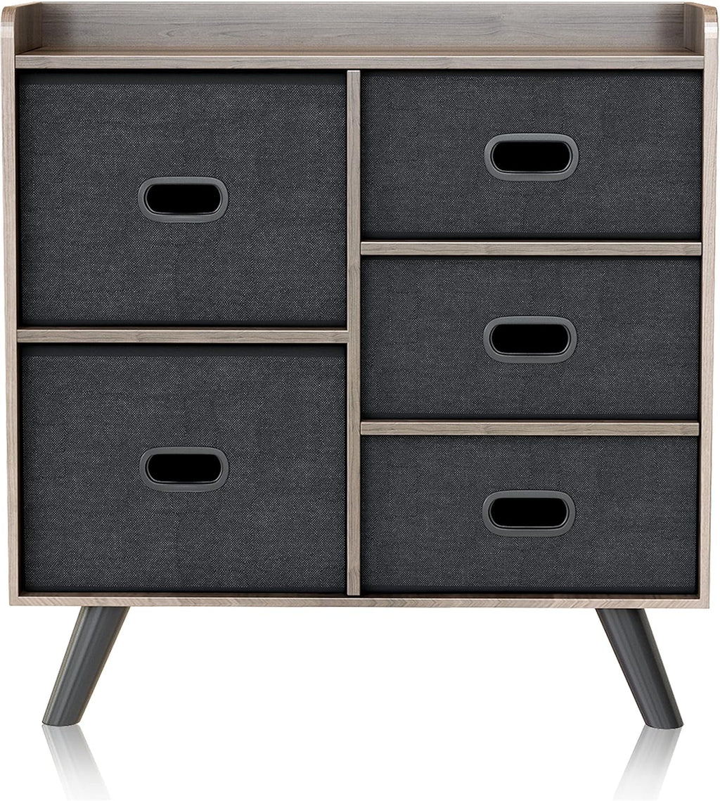5 Drawers Wood Frame Storage Dresser with Removable Fabric Drawers R35157
