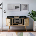 Natural Finish Wood Entertainment Cabinet with Doors A81154