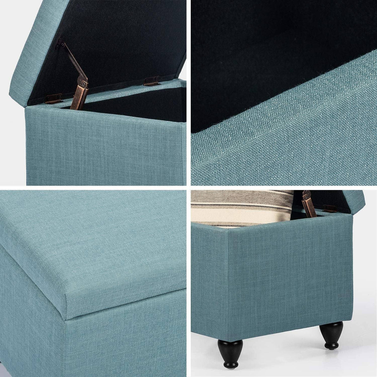 Light Blue Fabric Storage Ottoman O54949