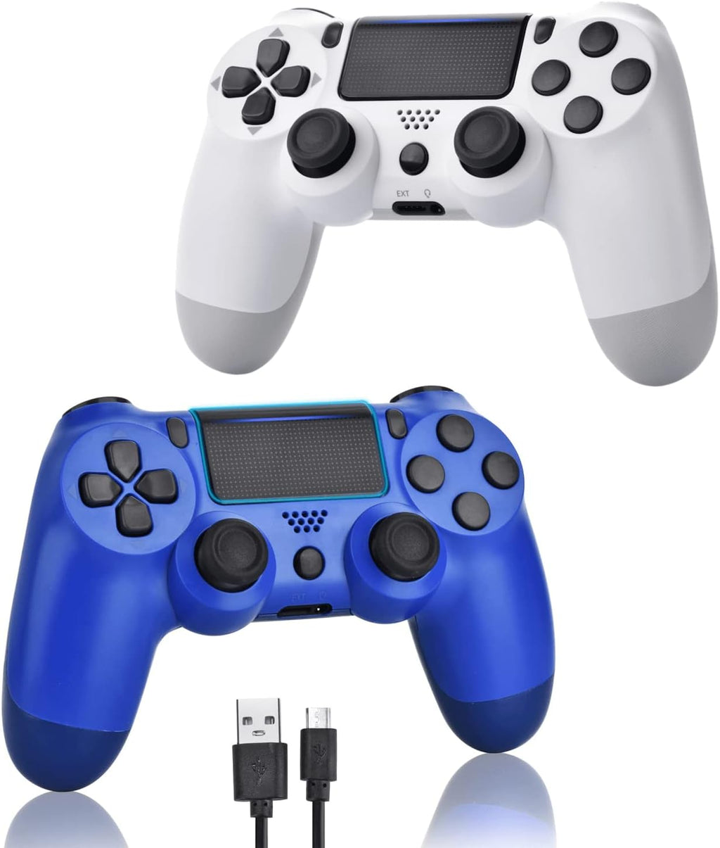 2 Pack Wireless Controller Gamepad with Charging Cable and Two Motors (Titanium Blue and Jet Black) W4050
