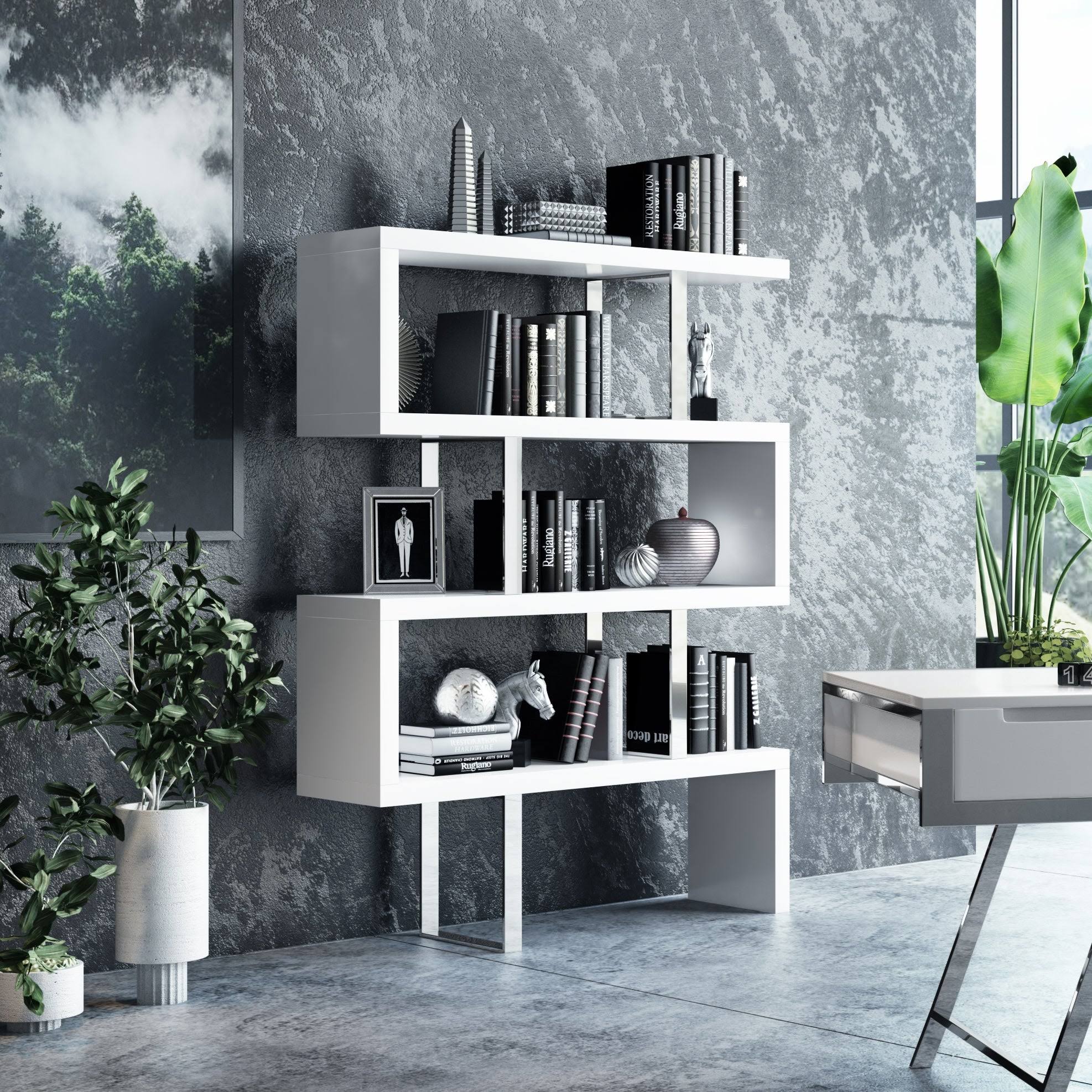 White High Gloss Bookcase Q482296