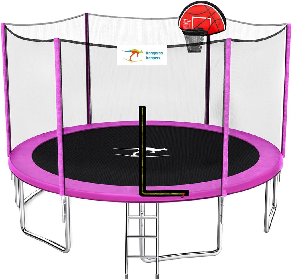 12/14/15 FT Trampoline with Safety Enclosure Net, Basketball Hoop and Ladder M3777