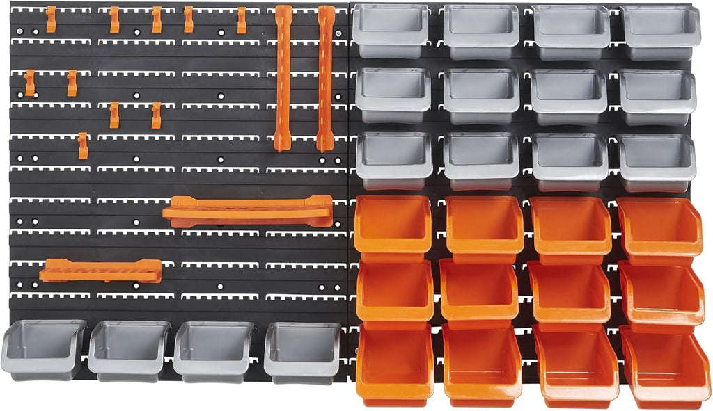 44 Piece Wall Mounted Pegboard Hook Storage Bins and Panel Set E72313