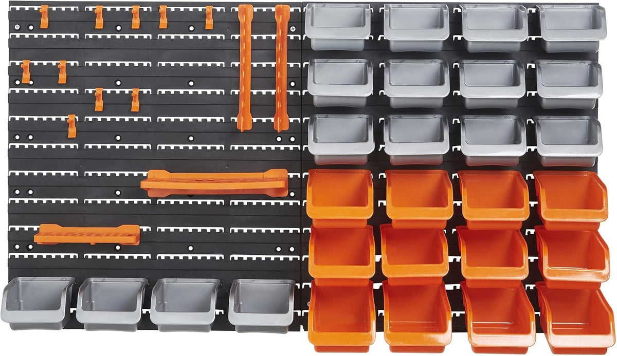 44 Piece Wall Mounted Pegboard Hook Storage Bins and Panel Set E72313