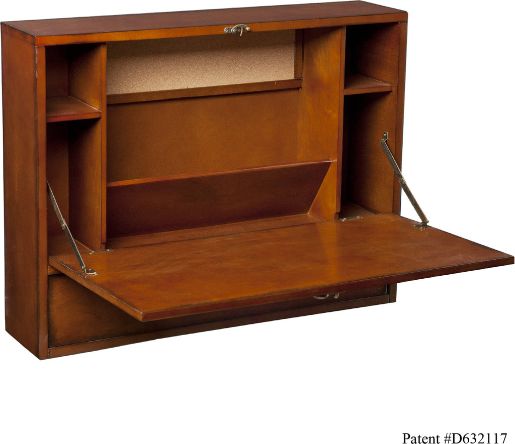 Wall Mount Folding Laptop Desk, Brown Mahogany V52317