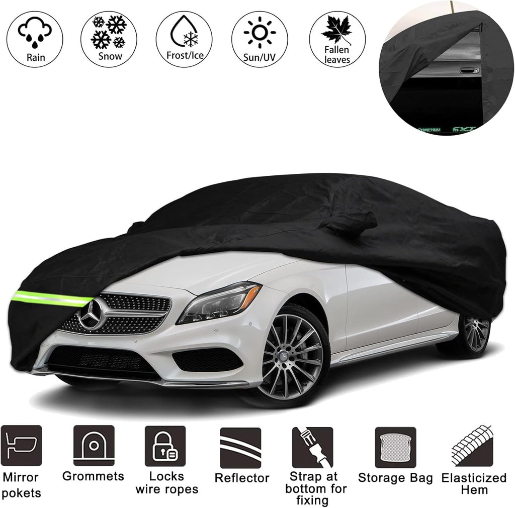 Waterproof Car Cover for Mercedes Benz E Class Sedan, Custom Fit, Pack of 2, Black E991