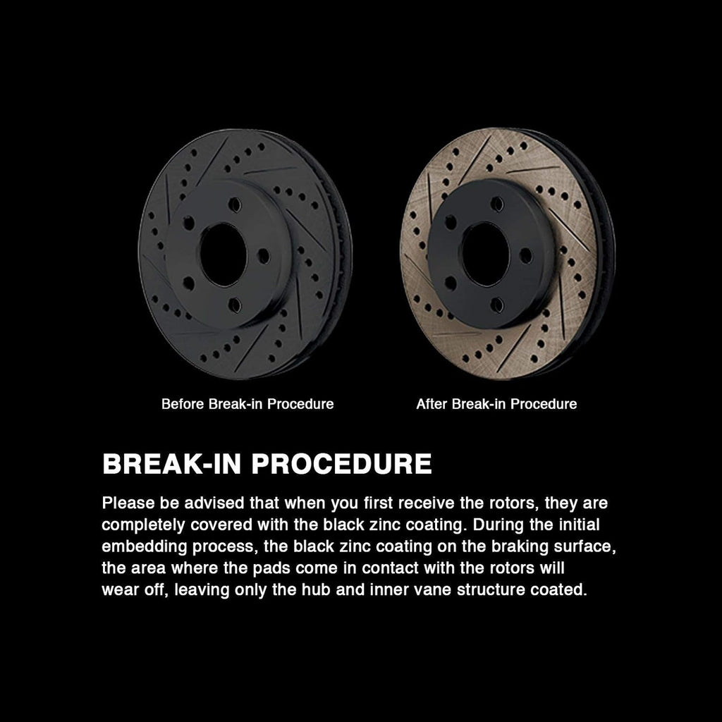 Black Drilled Slotted Brake Rotors and Semi Metallic Brake Pads C605375