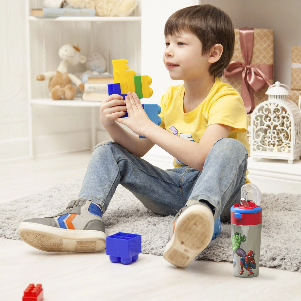 12 oz. Stainless Steel Kids Water Bottle with Push-Button Flip Lid B955