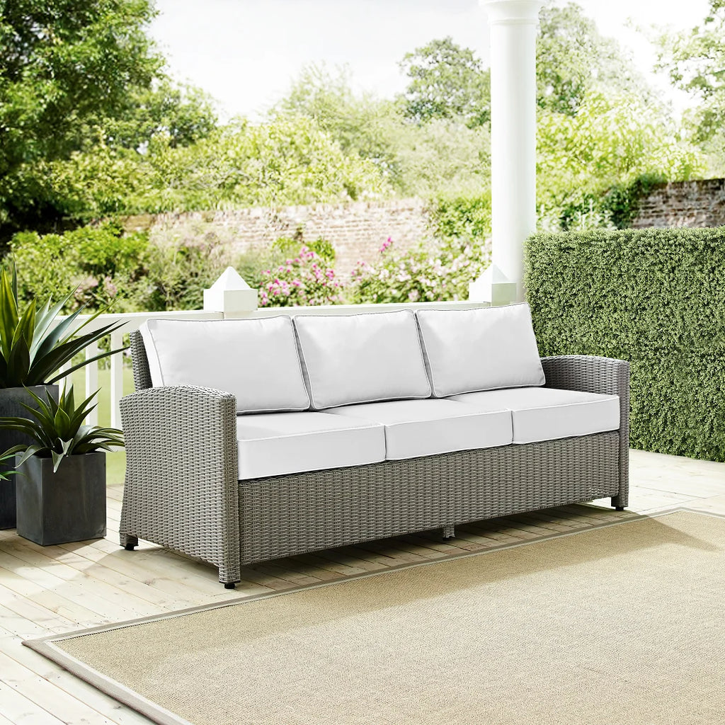 White Wicker Outdoor Sofa P405380