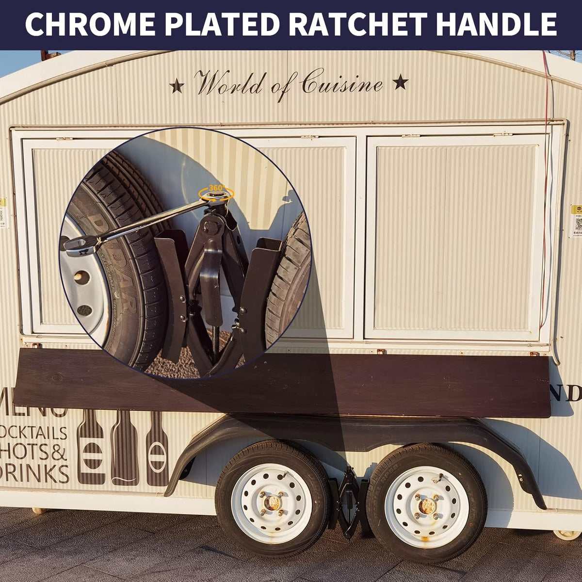 Camper Wheel Chocks X Stabilizer with Ratchet Wrench, Fit for 3.5" to 12" (2 Pack) U8428