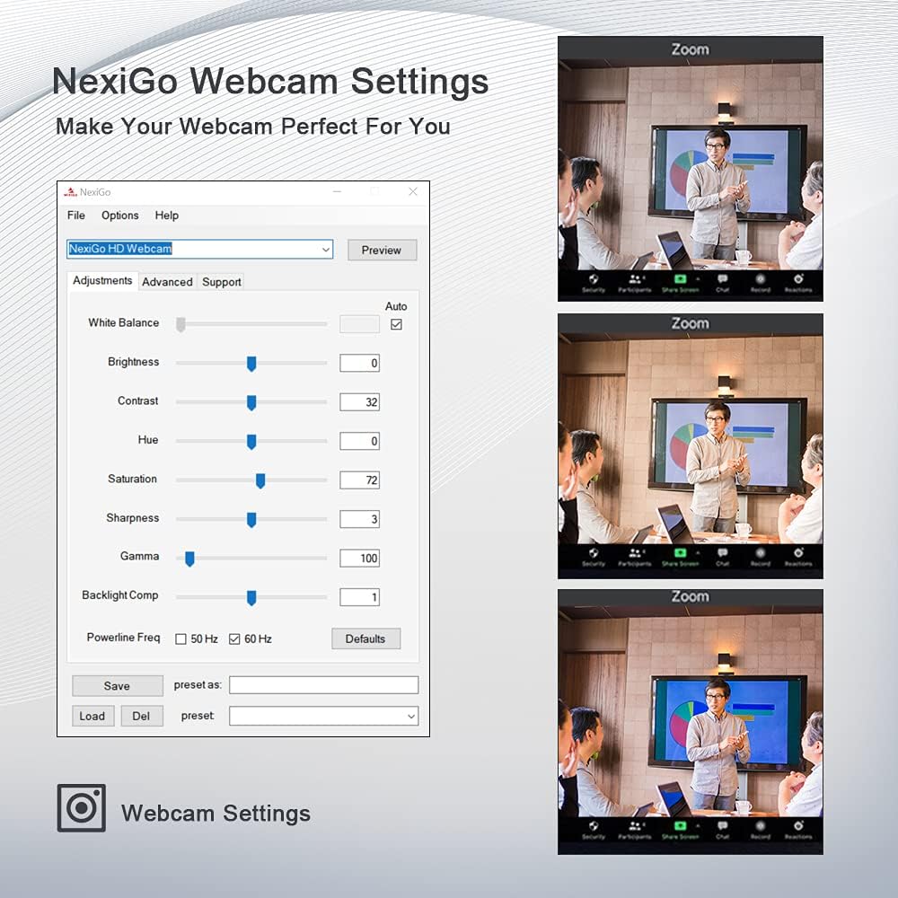 1080P Webcam with Ring Light, Privacy Cover and Dual Microphone L337