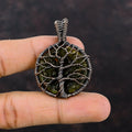Copper Wire Wrapped Moldavite Pendant R4736