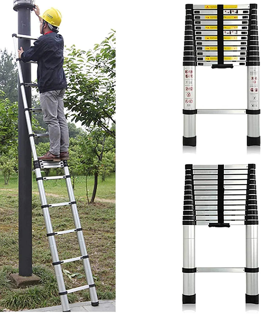 Aluminum Telescoping Extension Ladder 12.5ft 330lb Capacity T7304