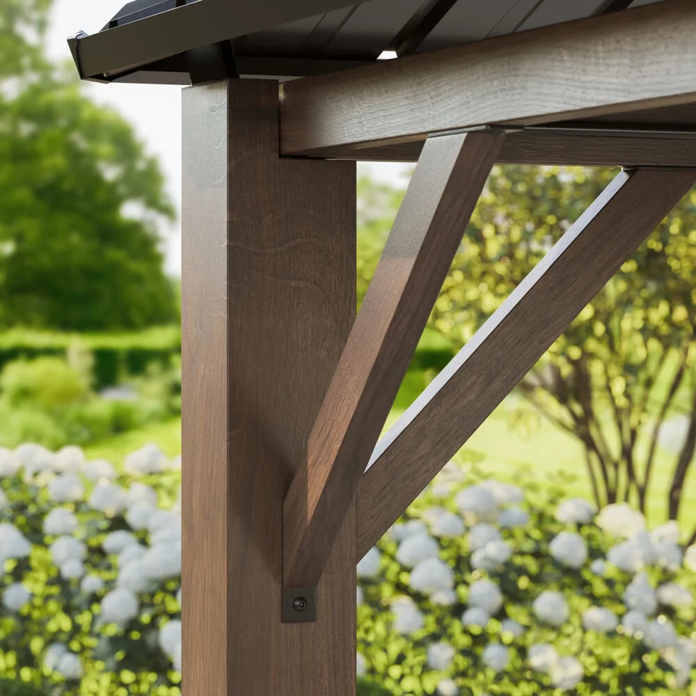 9.8' x 9.8' Hard Top Outdoor Gazebo with Roof Vent, Aluminum and Steel Frames O9116