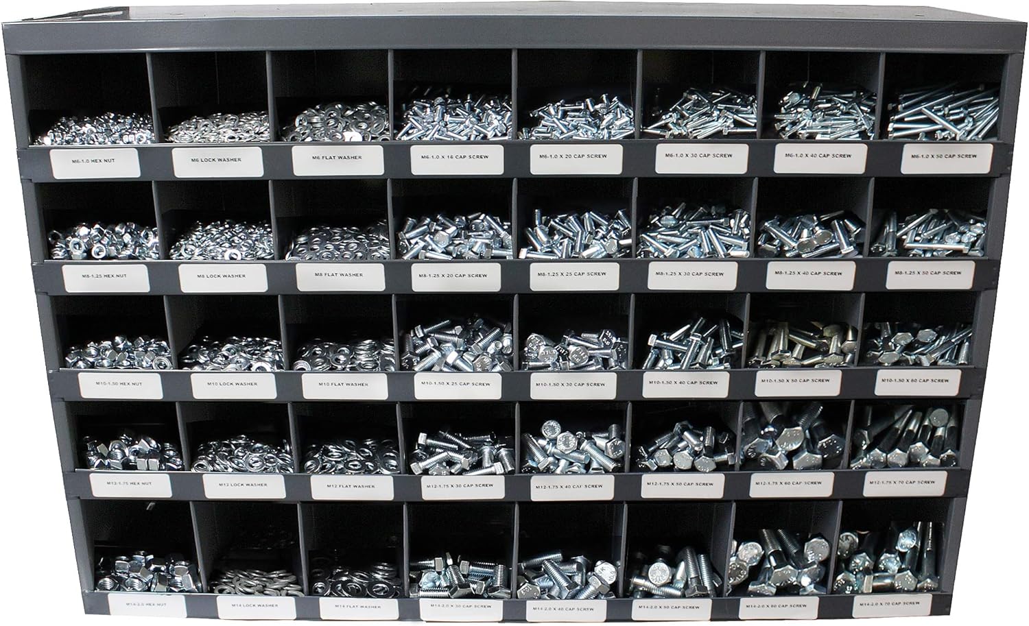 3625 Piece Metric Class 10.9 Coarse Thread Bin Kit with 40 Hole Bin G39780