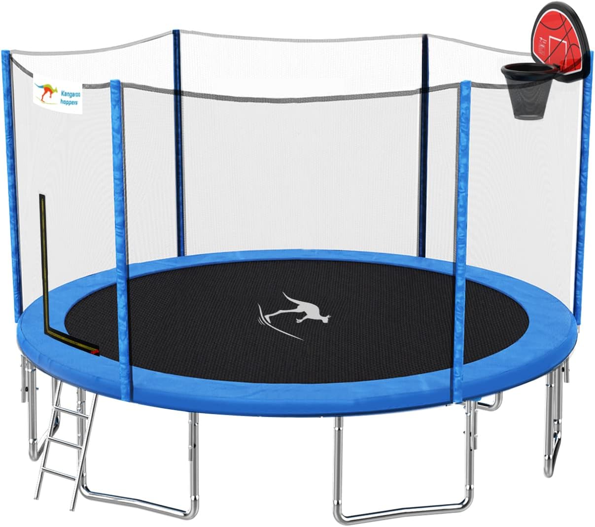 12/14/15 FT Trampoline with Safety Enclosure Net, Basketball Hoop and Ladder M3777