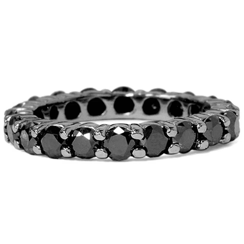 2 CT Black Diamond Eternity Ring 10K Black Gold I234
