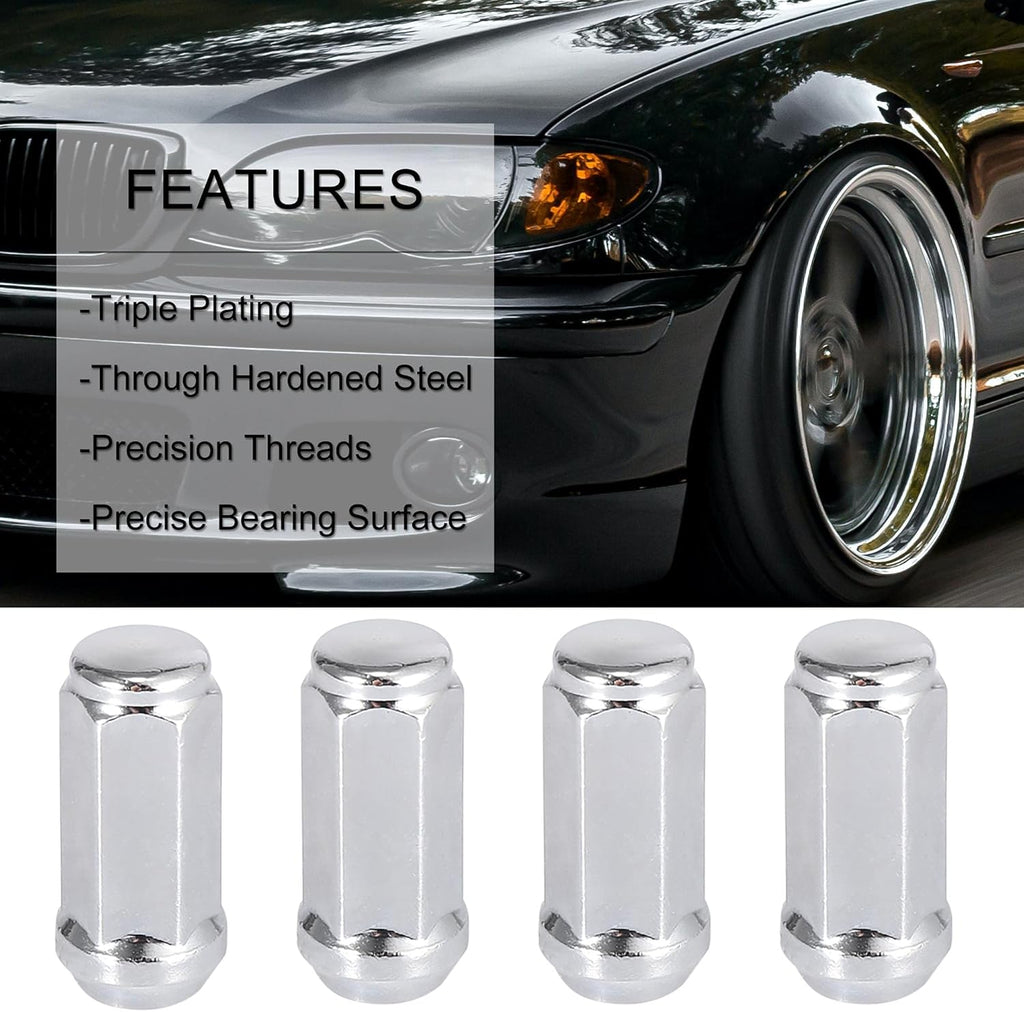 24pcs Silver Tone M12x1.25 Bulge Acorn Closed End Wheel Lug Nuts U5543