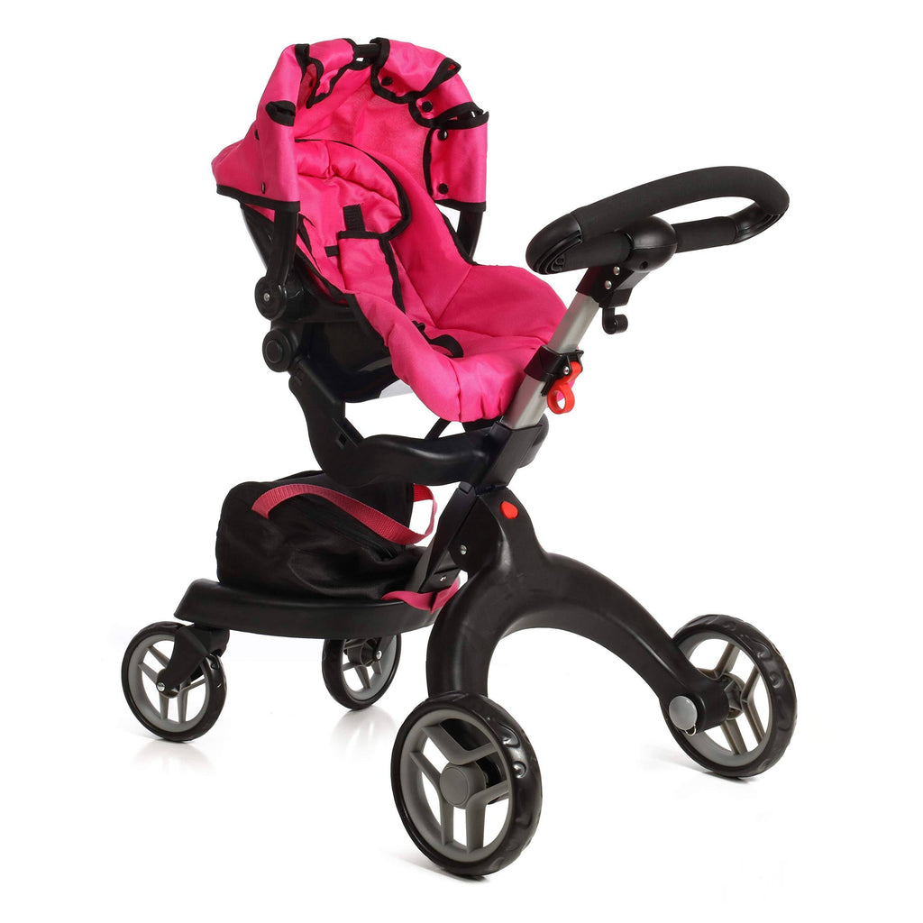 Doll Stroller with Swiveling Wheels and Adjustable Handle, 31x22 Tall, Carriage Bag Included K5894
