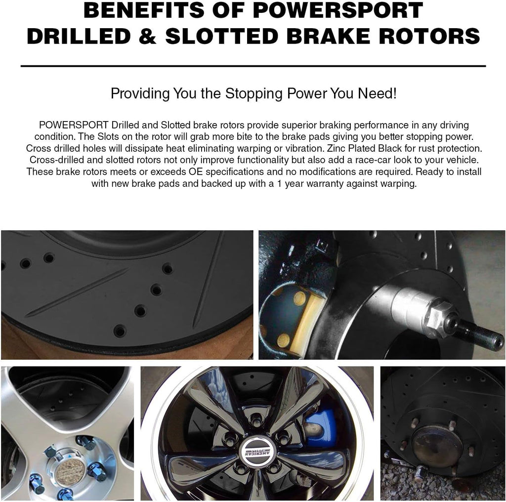 Black Drilled Slotted Brake Rotors and Semi Metallic Brake Pads C605375
