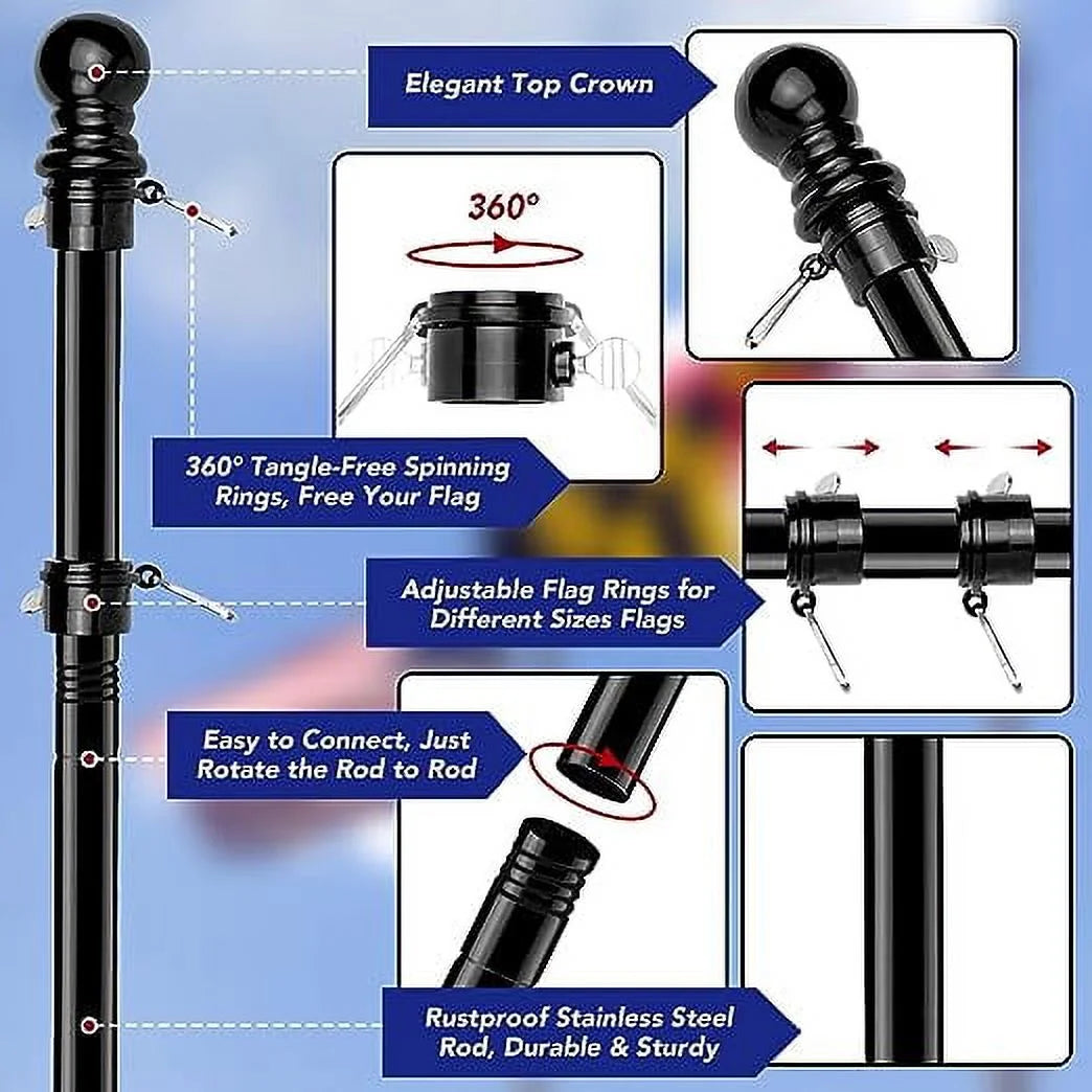 Black Wall Mount Flag Pole Kit B262416
