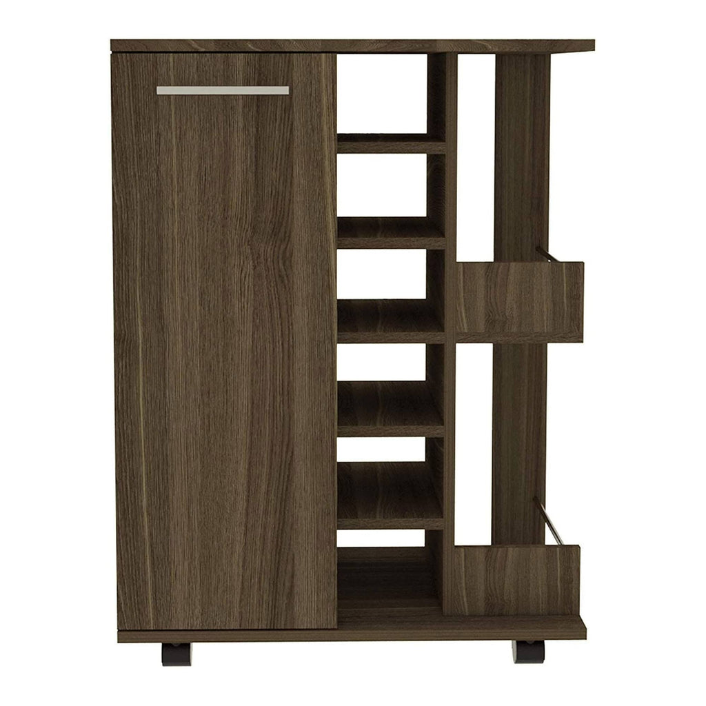 Weathered Oak Bar Cart Cabinet J6962