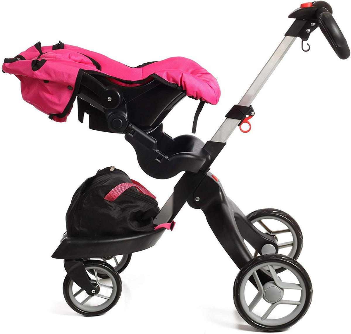 Doll Stroller with Swiveling Wheels and Adjustable Handle, 31x22 Tall, Carriage Bag Included K5894