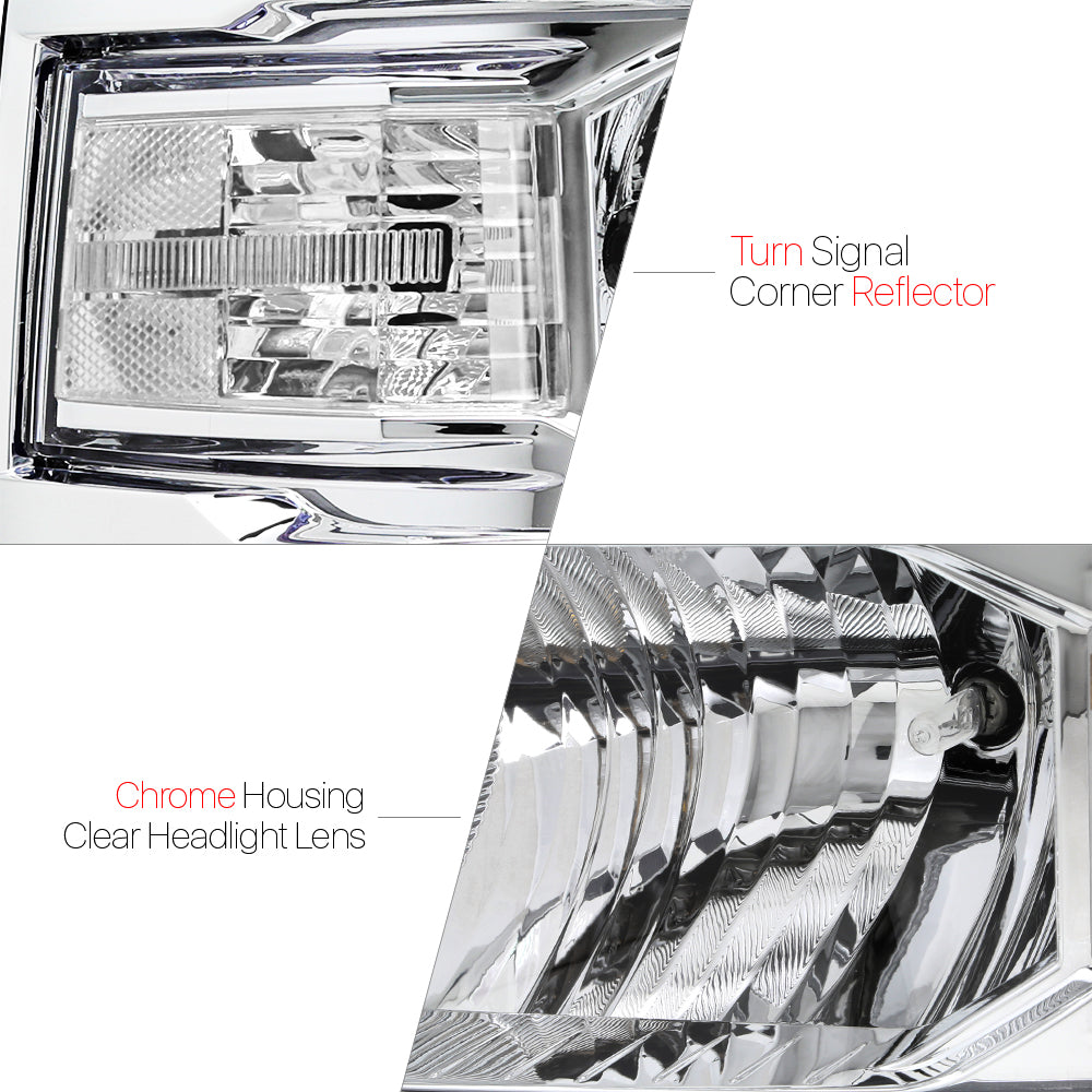 Chrome Housing Headlight Clear Turn Signal Reflector D863464