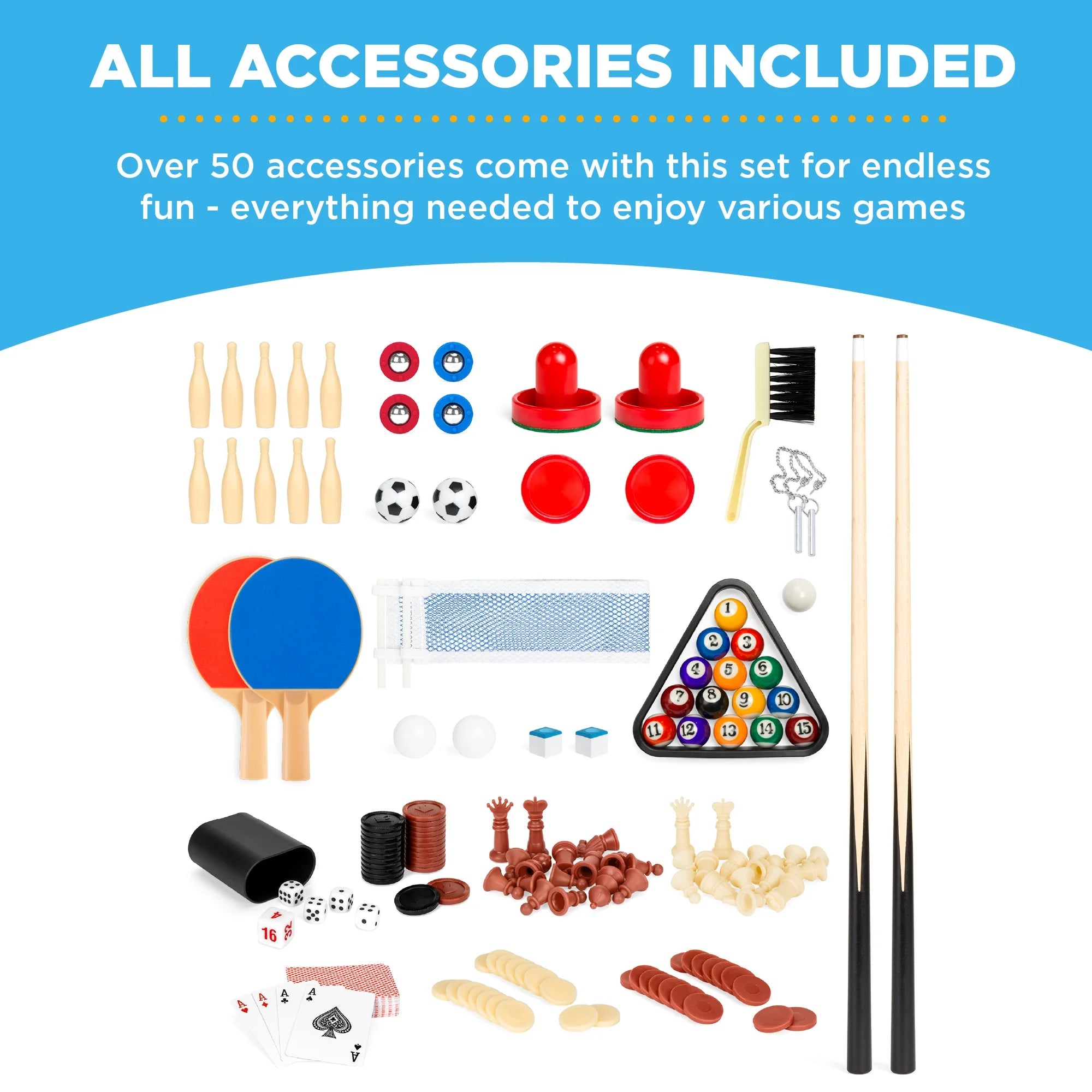 10-in-1 Combo Game Table Set with Hockey, Foosball, Pool, Shuffleboard, Ping Pong P554