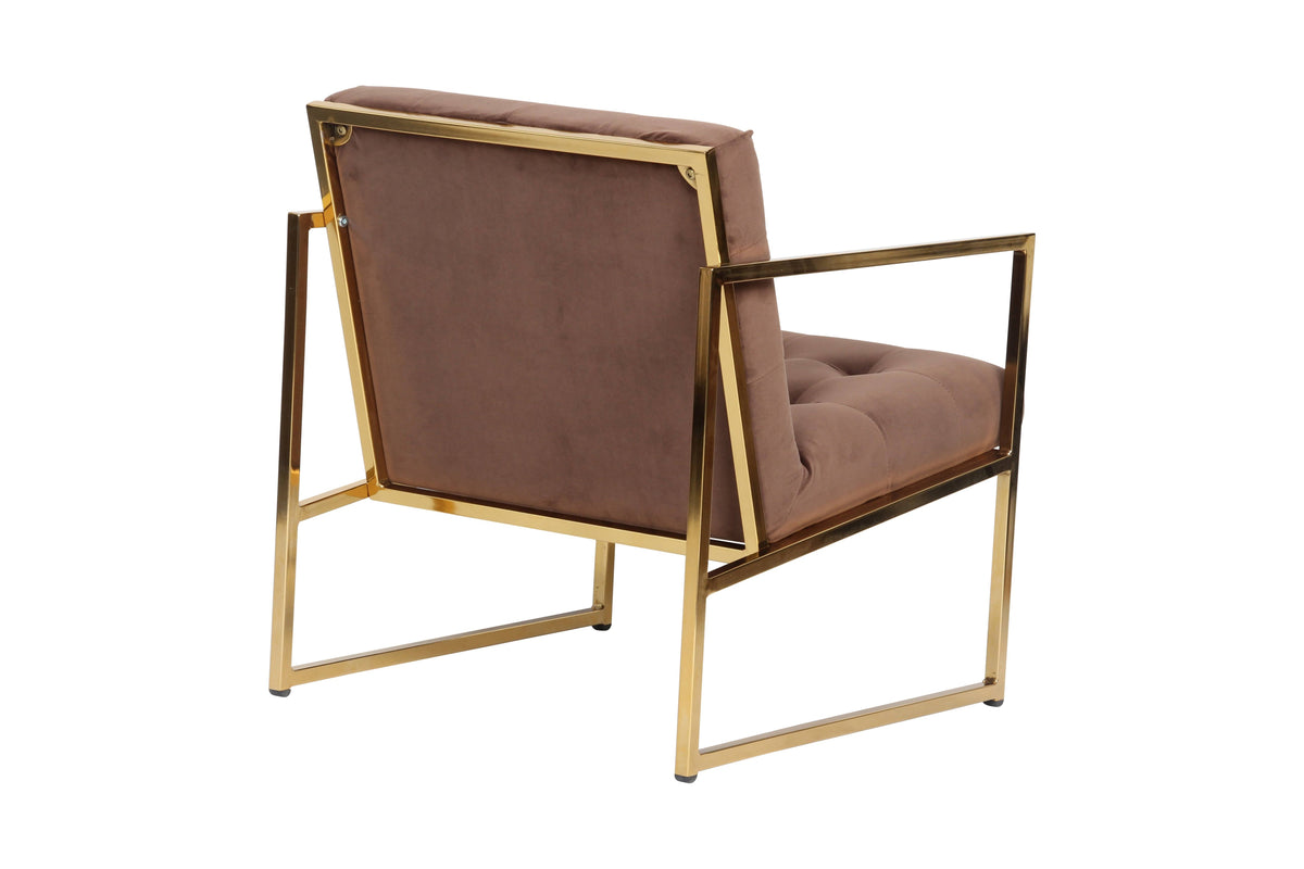 Emerald Green Tufted Velvet Accent Armchair with Gold Frame Q799