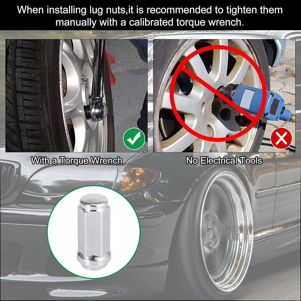 24pcs Silver Tone M12x1.25 Bulge Acorn Closed End Wheel Lug Nuts U5543