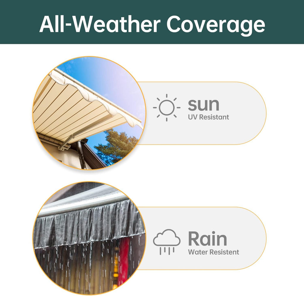 Retractable Patio Awning with Crank Handle, Tan (6.5’x8.2’) D810