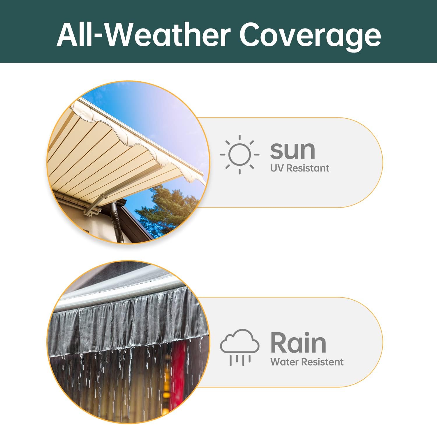Retractable Patio Awning with Crank Handle, Tan (6.5’x8.2’) D810