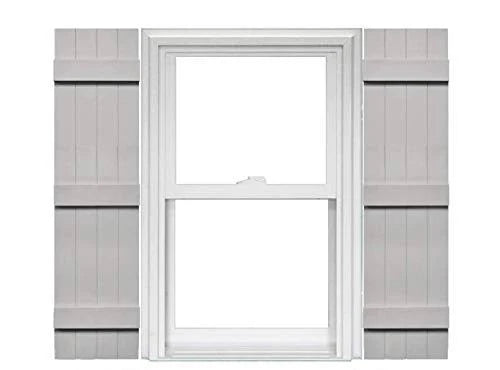 4 Board and Batten Joined Vinyl Shutters (1 Pair) - 14 x 63 Paintable D843