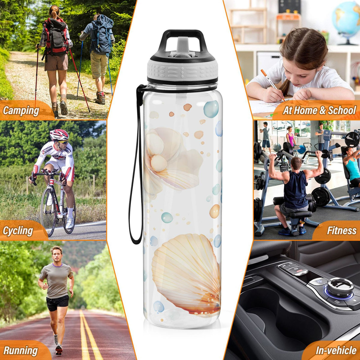 32oz Tritan Leakproof Clear Sports Water Bottle C67316