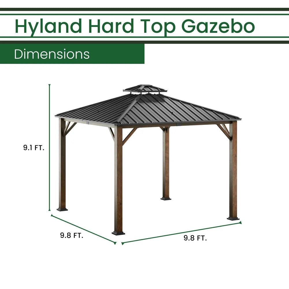 9.8' x 9.8' Hard Top Outdoor Gazebo with Roof Vent, Aluminum and Steel Frames O9116