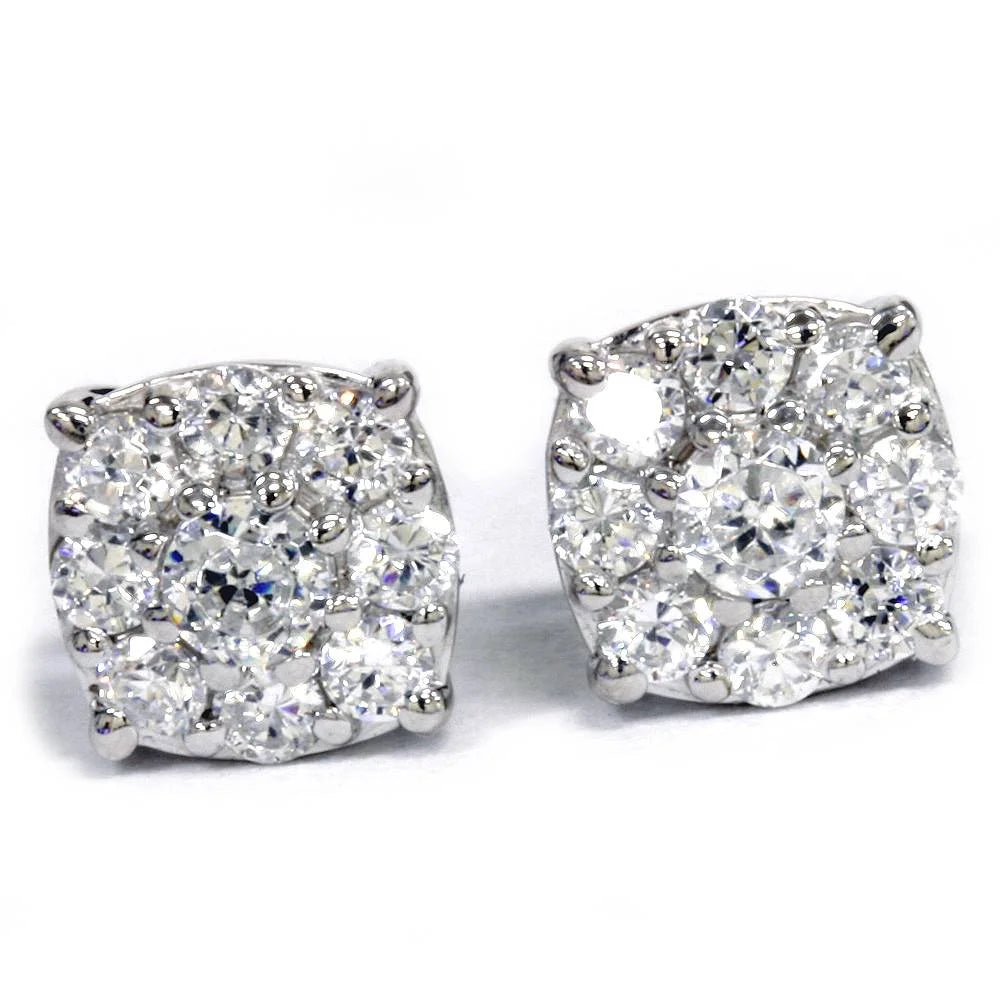 1 Carat Halo Diamond Studs 14K White Gold B71421