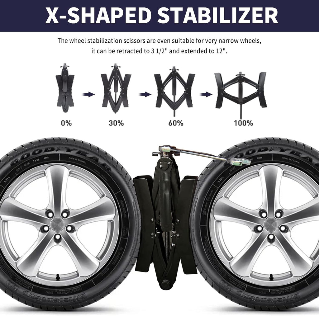 Camper Wheel Chocks X Stabilizer with Ratchet Wrench, Fit for 3.5" to 12" (2 Pack) U8428
