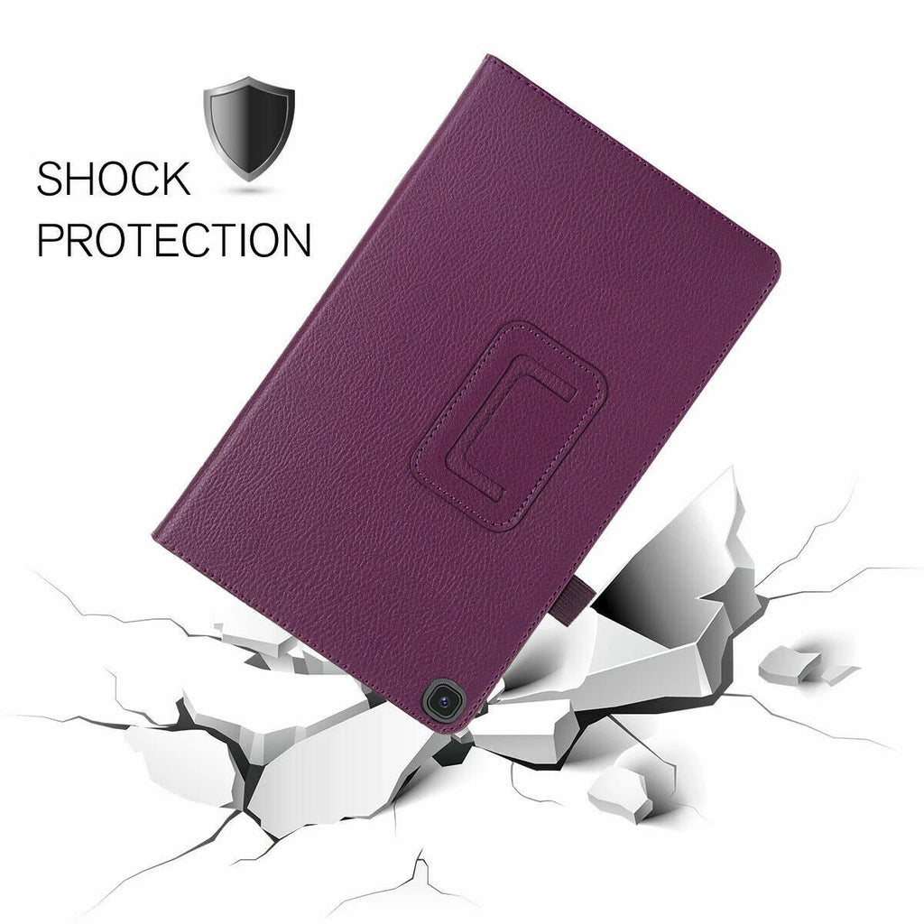 Purple Slim PU Leather Folio Cover Case for Samsung Galaxy Tab A8 10.5” with 2PCS Tempered Glass Screen Protector M65778