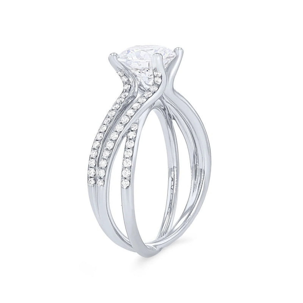 14K White Gold Solitaire Diamond Engagement Ring B750
