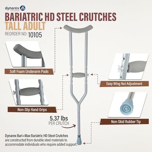 Bariatric Crutches - 5'10” to 6'6” - 1000 lb. Capacity, 1 Pair L3554