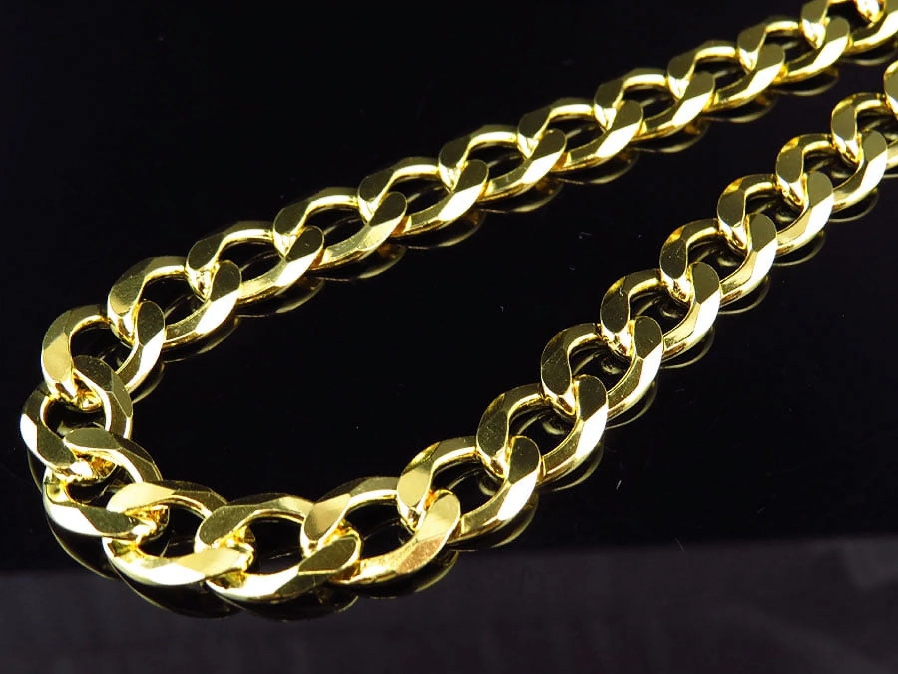 Yellow Gold Finished Curb Cuban Link 10MM Chain Necklace 18"-28" J25572