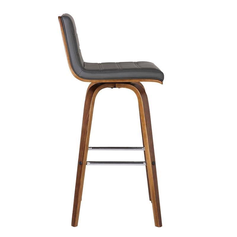 Walnut Wood Finish Counter Height Barstool with Grey Faux Leather M105